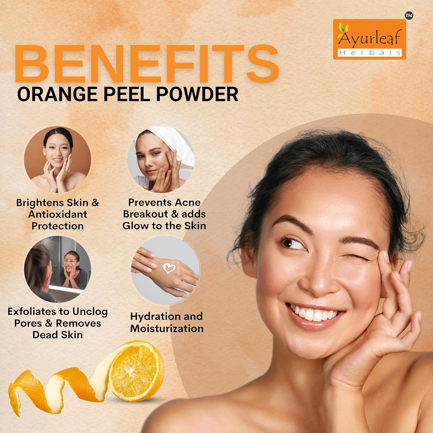 Ayurleaf Herbals Orange Peel Powder | for Skin Lightening Face Pack - 200 Gms