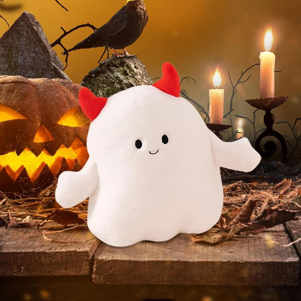 Tickles Halloween Ghost with Horns Soft Stuffed Plush Toy for Kids 30 cm Color White