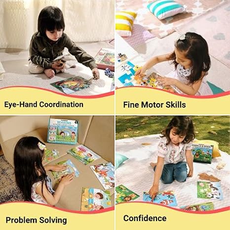 Wondrbox Seasons Jigsaw Puzzles For Kids Educational Toy Seasons Set of 4 Puzzles in Box