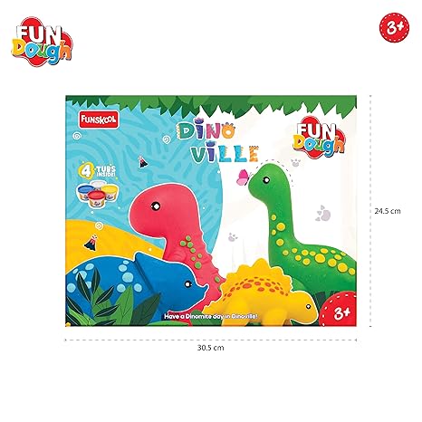 Funskool Fundough Playset Dino Ville Pretend Play Mould to Make Dinosaurus from Dough