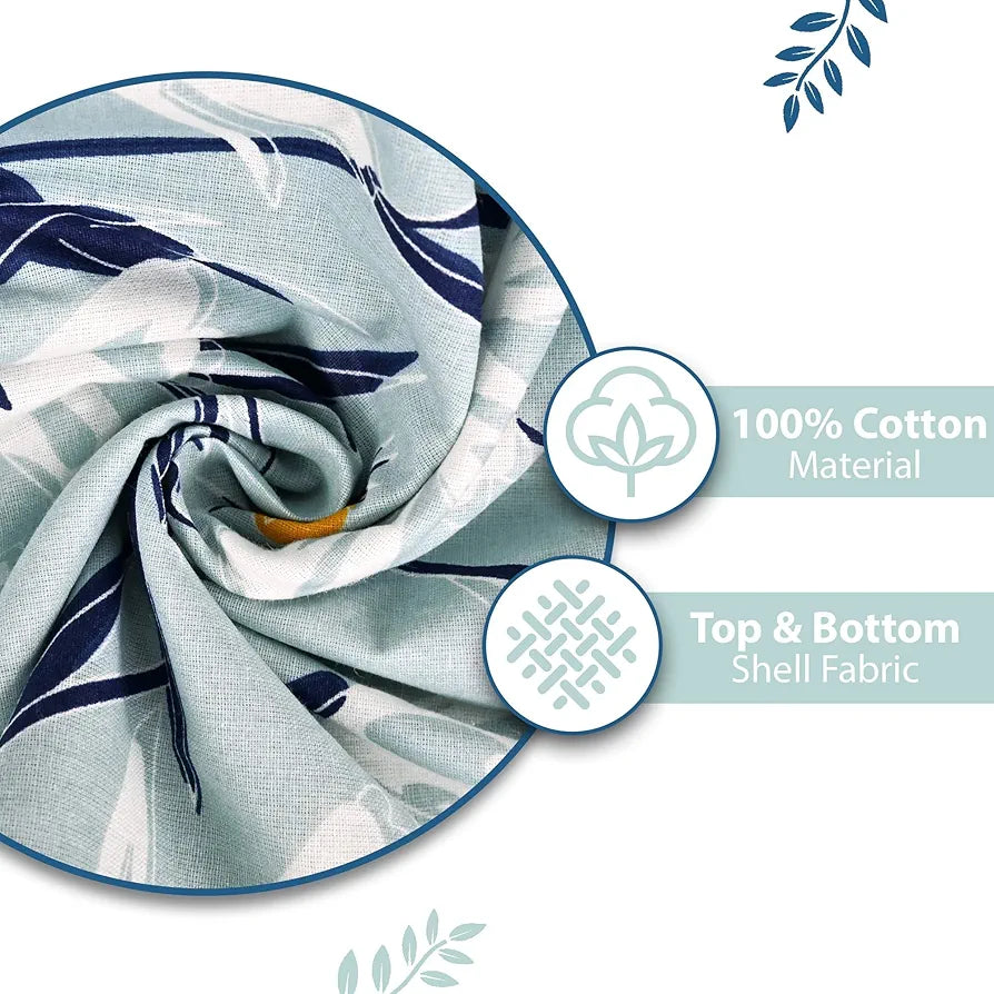 Divine Casa Floret 100% Cotton Double Dohar 120 GSM Soft & Lightweight Throw Blanket Colour Water Orchid