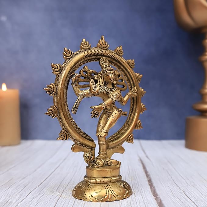 The Advitya Brass Natraj Dancing Shiva | Brass Nataraj Statue Decorative Sculpture Religious Idol