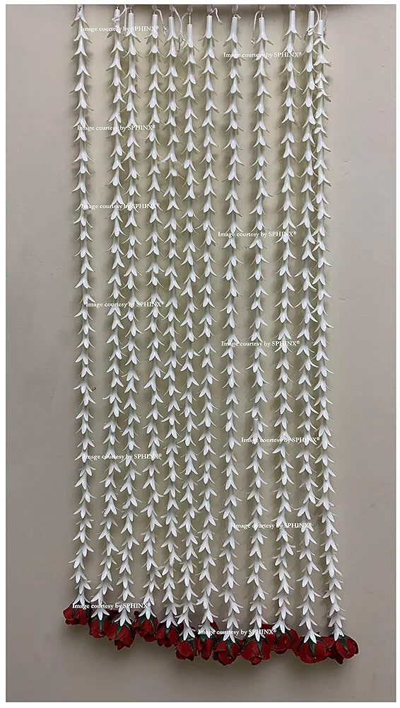 Artificial Rajnigandha Buds Rose Strings Approx 2.5 ft Height Red