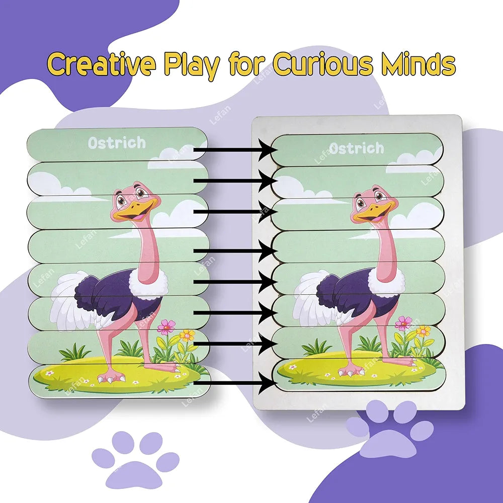 Lefan 5-in-1 Wooden Bird Stick Puzzle Animal Puzzle Sticks Set Kids Toys for 2-5 Years boy Montessori Early Learning Toy Gift 3 4 5 6 7 8 Years Kids
