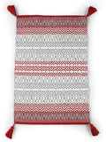 Sashaa World Handwoven Cotton Rug Colour Red and Grey