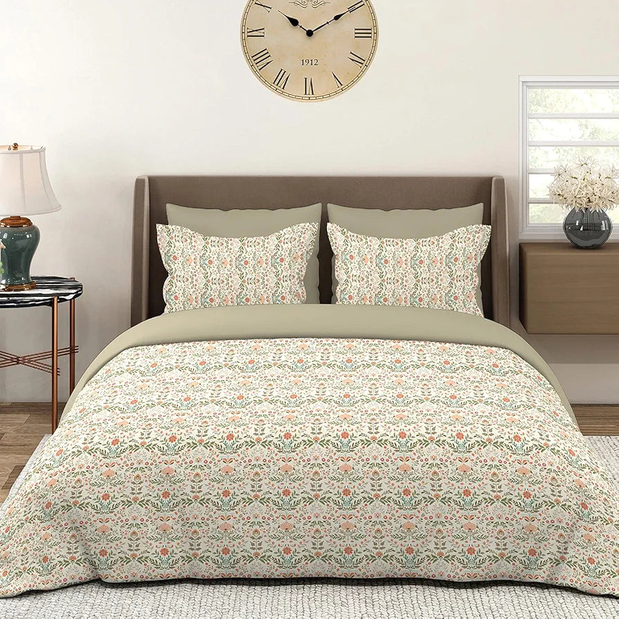 Layers Home Easy Cotton Bedsheet Set for All Seasons Lightweight 144 TC Queen Size Beige
