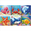ABYZ Wooden Underwater Animal Jigsaw Games for Kids & Children Paperless Puzzle 9 Pieces (Set of 6)