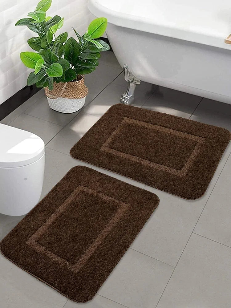 Saral Home Good Morning Mat Soft Anti-Skid Colour Brown (Pack of 2)