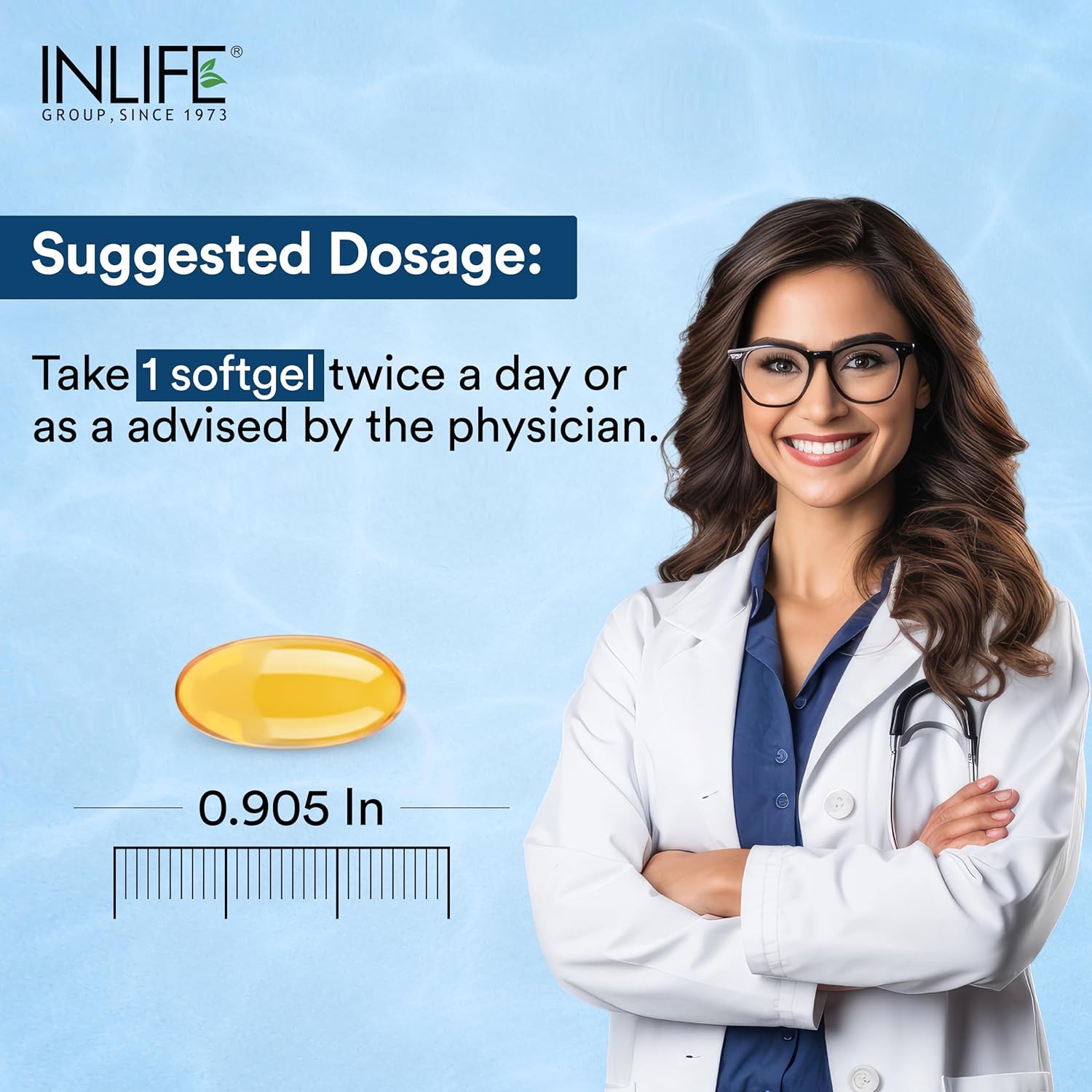 INLIFE Fish Oil Omega 3 Capsule 1000mg | Heart, Brain and Joint Health | Molecularly Distilled Highly Concentrated Supplement - 60 Softgels (60 Softgels)
