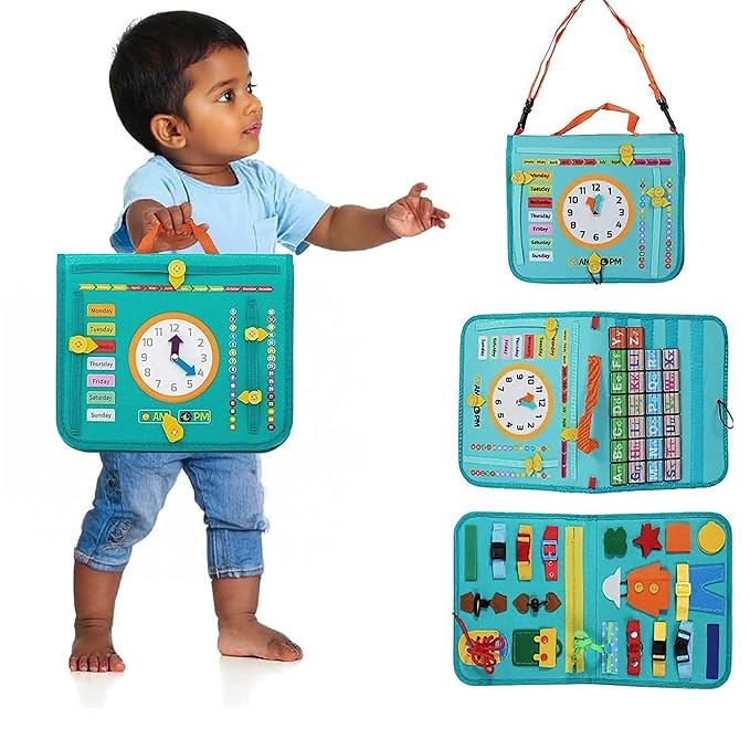 Kidology Montessori Busy Board Toy to Develop Basic Skills Multicolor