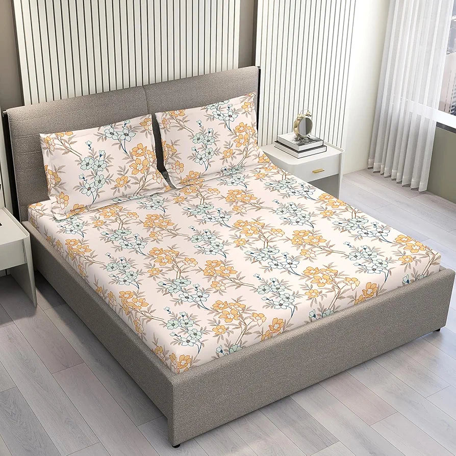 Layers Be Bold Cotton Bedsheet Set for All Seasons Lightweight 140 TC Queen Size Sheen Green Color