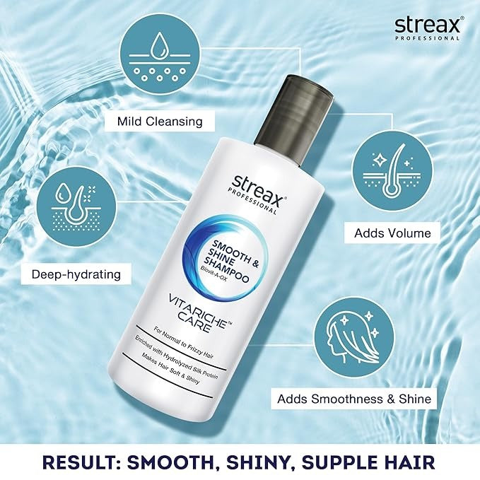 Streax Professional Vitariche Care Smooth & Shine Shampoo For Women - 300 ml