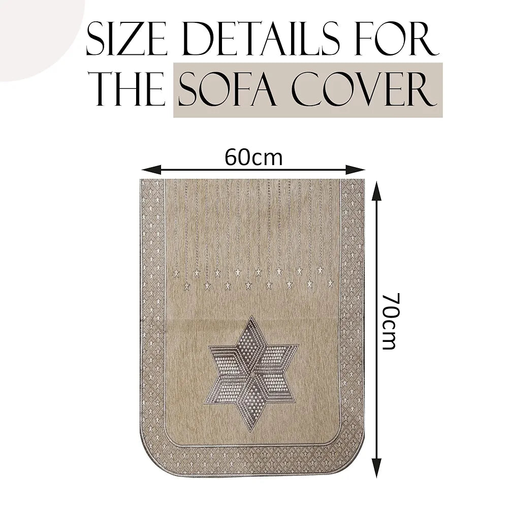 Kuber Industries Set of 4 Durable 2 Seater Sofa Cover for Living Room Star Print Cream & Brown