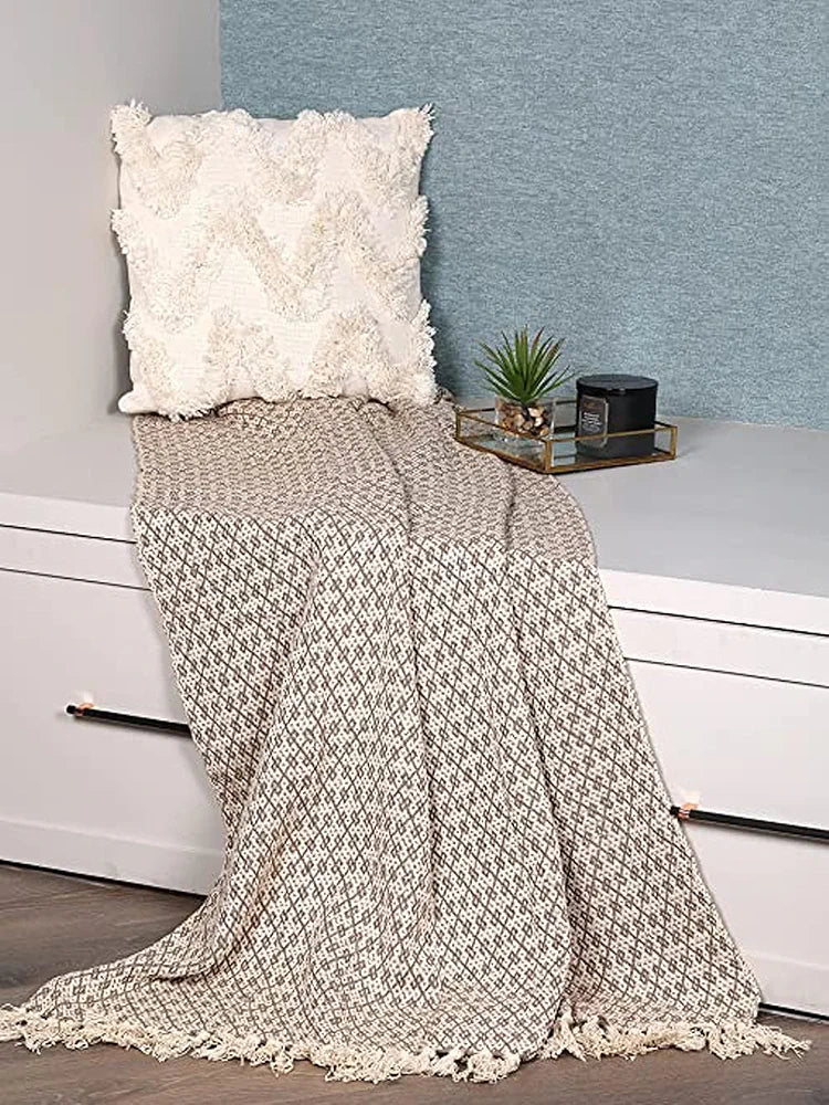 Sashaa World Soft Throw Blanket Colour Beige/Natural