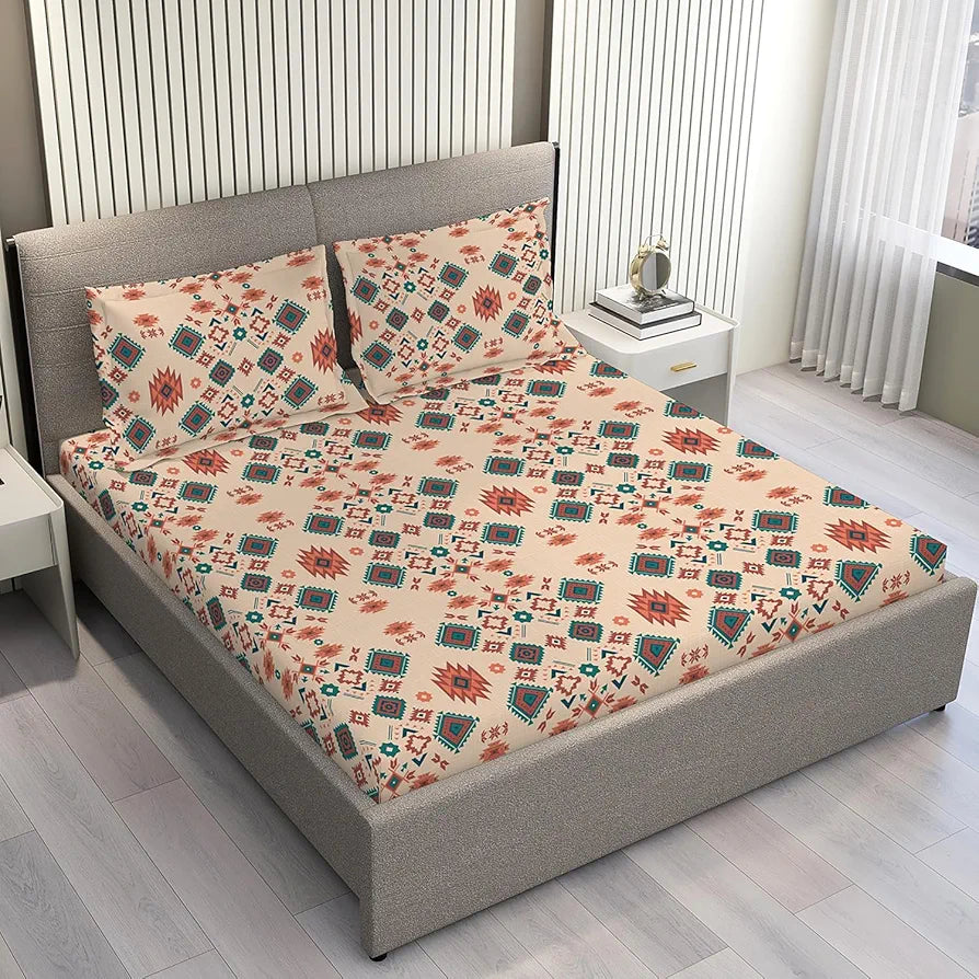 Layers Firenze Cotton Bedsheet Set for All Seasons Lightweight 140 TC Queen Size Dark Blue 1 Color