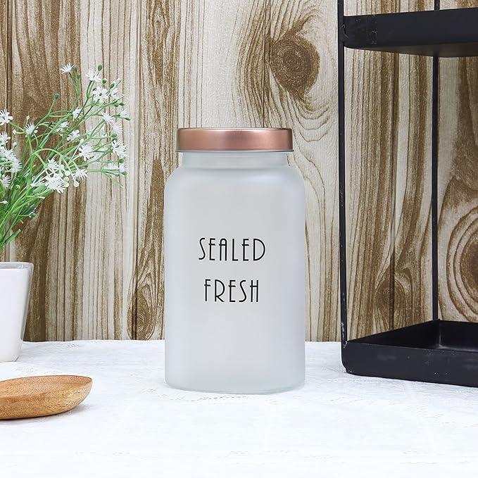 Femora Kitchen Storage Jars Frosted Glass Jar With Steel Lid Air Tight Jar | Pack of 3