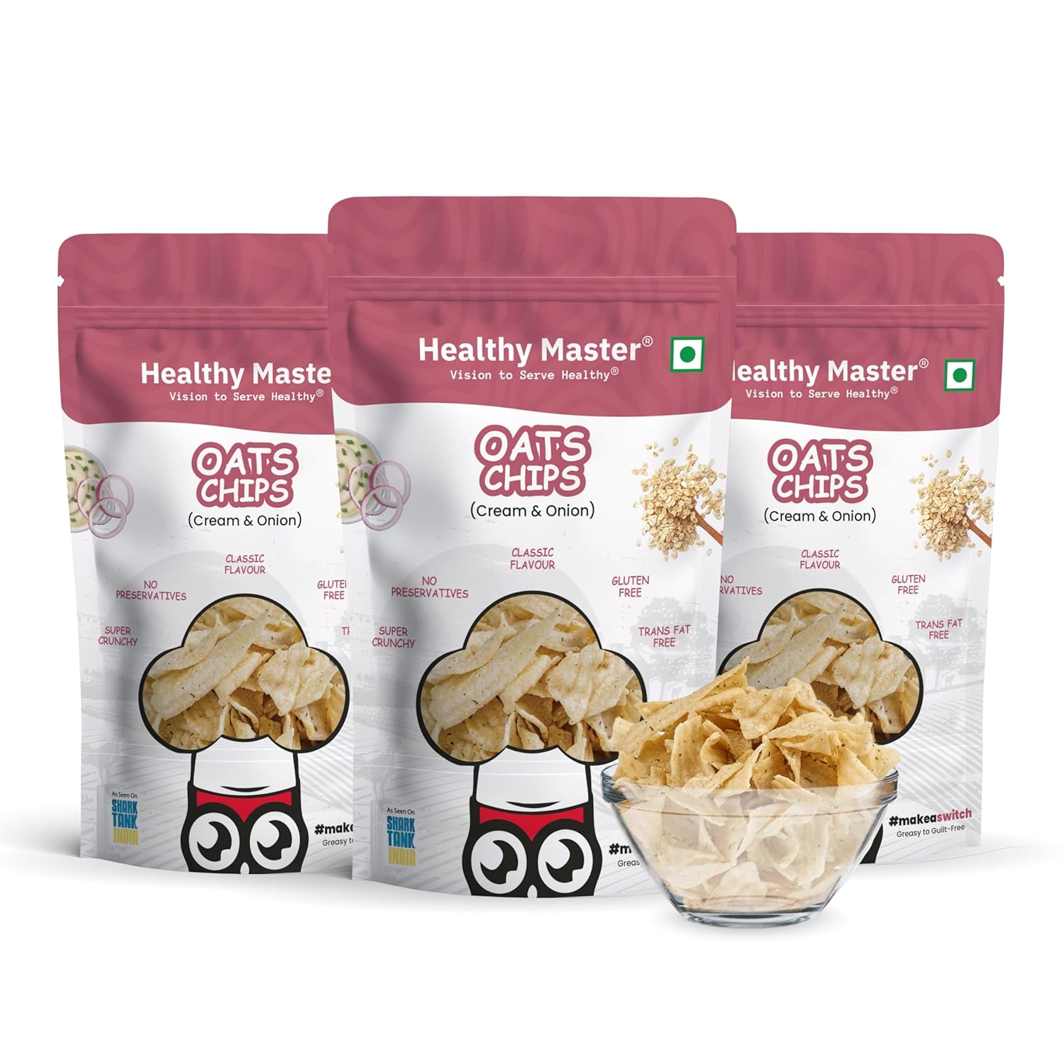 Healthy Master Oats Chips - 100 gms Each (Pack of 3)