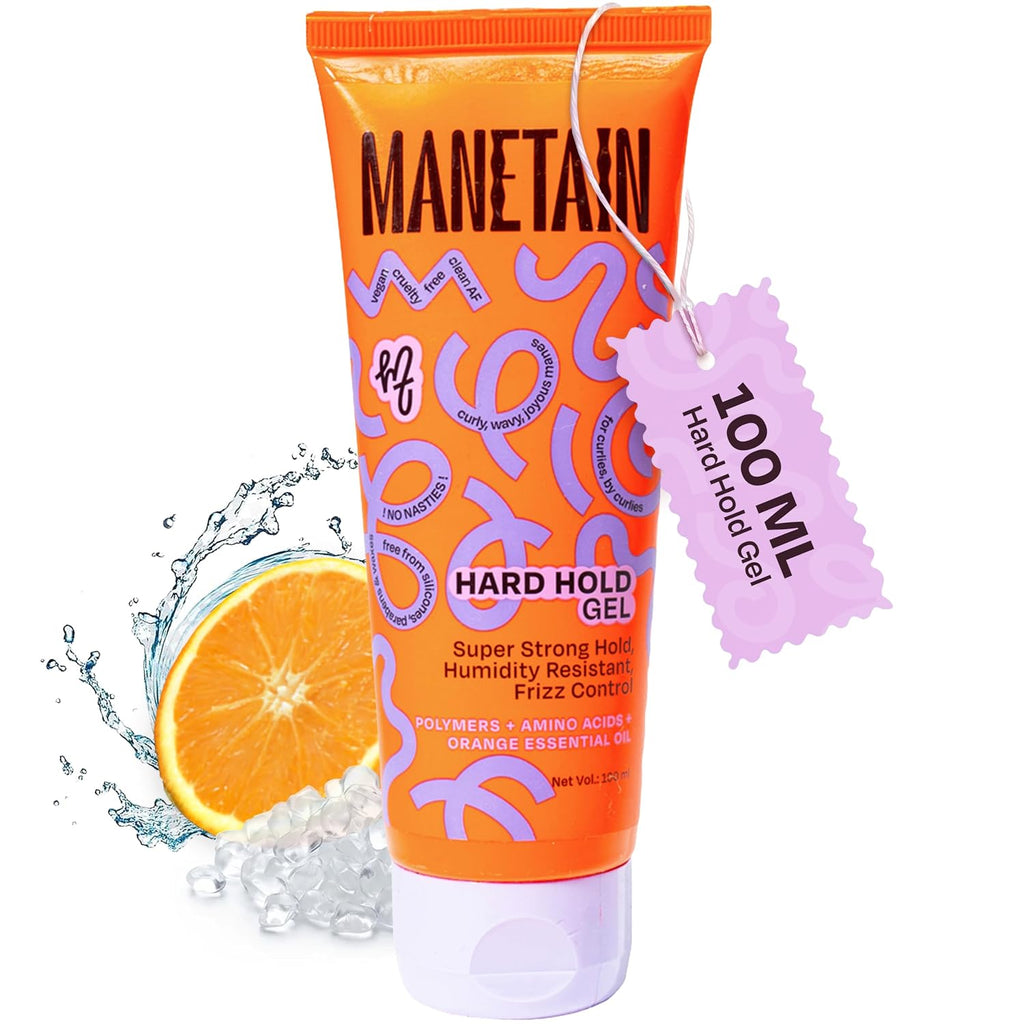 Manetain Hard Hold Curl Gel 100ml for Curly Hair & Wavy Hair | Strong Hold Curly Hair Gel for Women | Frizz Control, Long‑Lasting Definition & Shine | Humidity‑Resistant, Vegan, Silicone‑Free