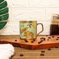 Femora Bone China Gloden Tea Cup | Weaver Love Green | 160 Ml