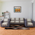 Kuber Industries Sofa Cover Set 5-Seater Couch Cover Brown Gulab Border Crown Sofa Cover Cream