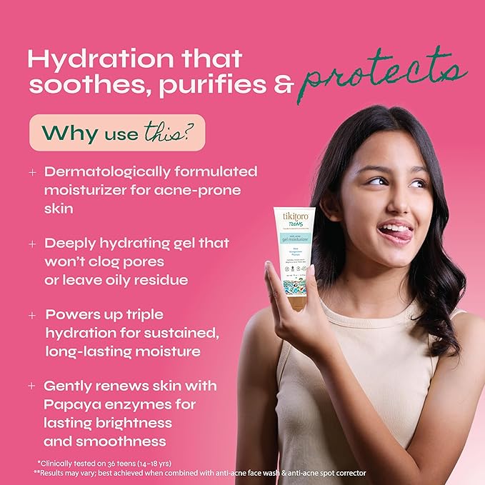 Tikitoro Teens Anti-Acne Gel Moisturizer with Aloe Mangosteen Papaya - 75 ml