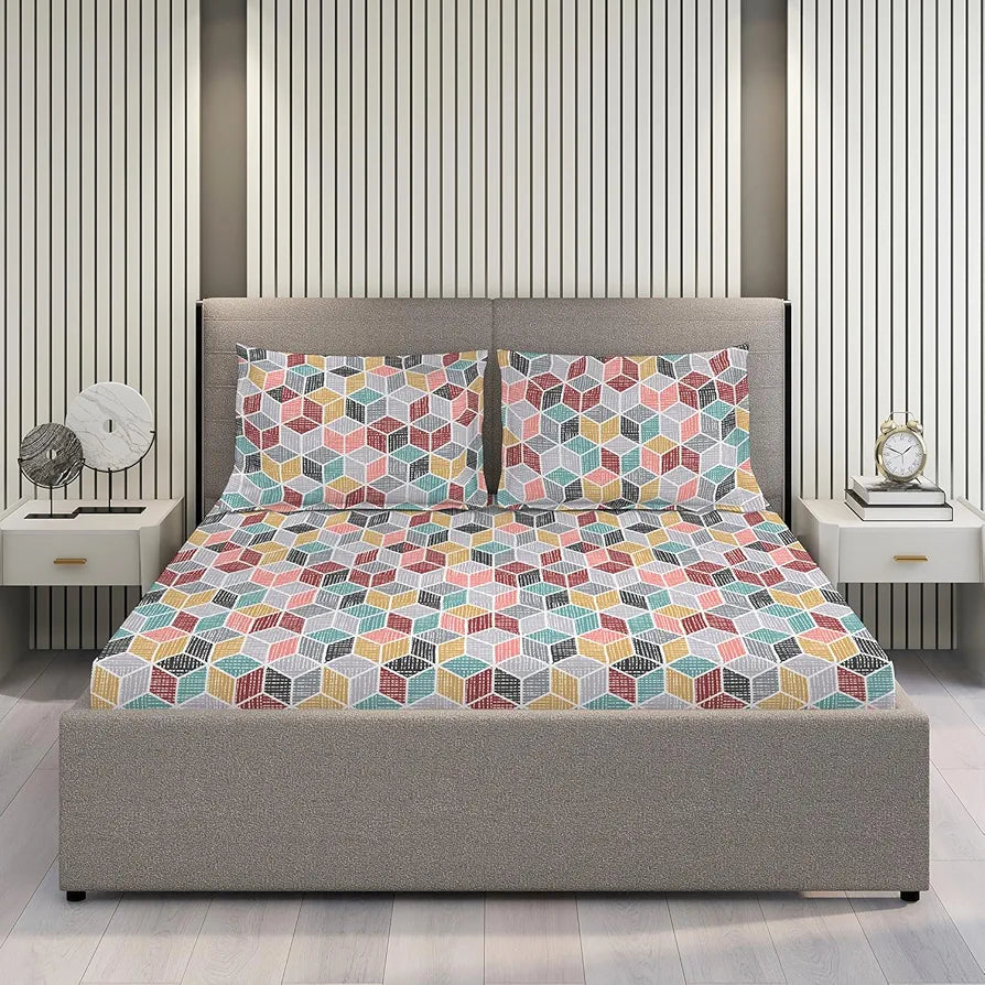 Layers Argos Bedsheet Set for All Seasons Lightweight Moisture Absorbent 225 CVC King Size Multicolor5