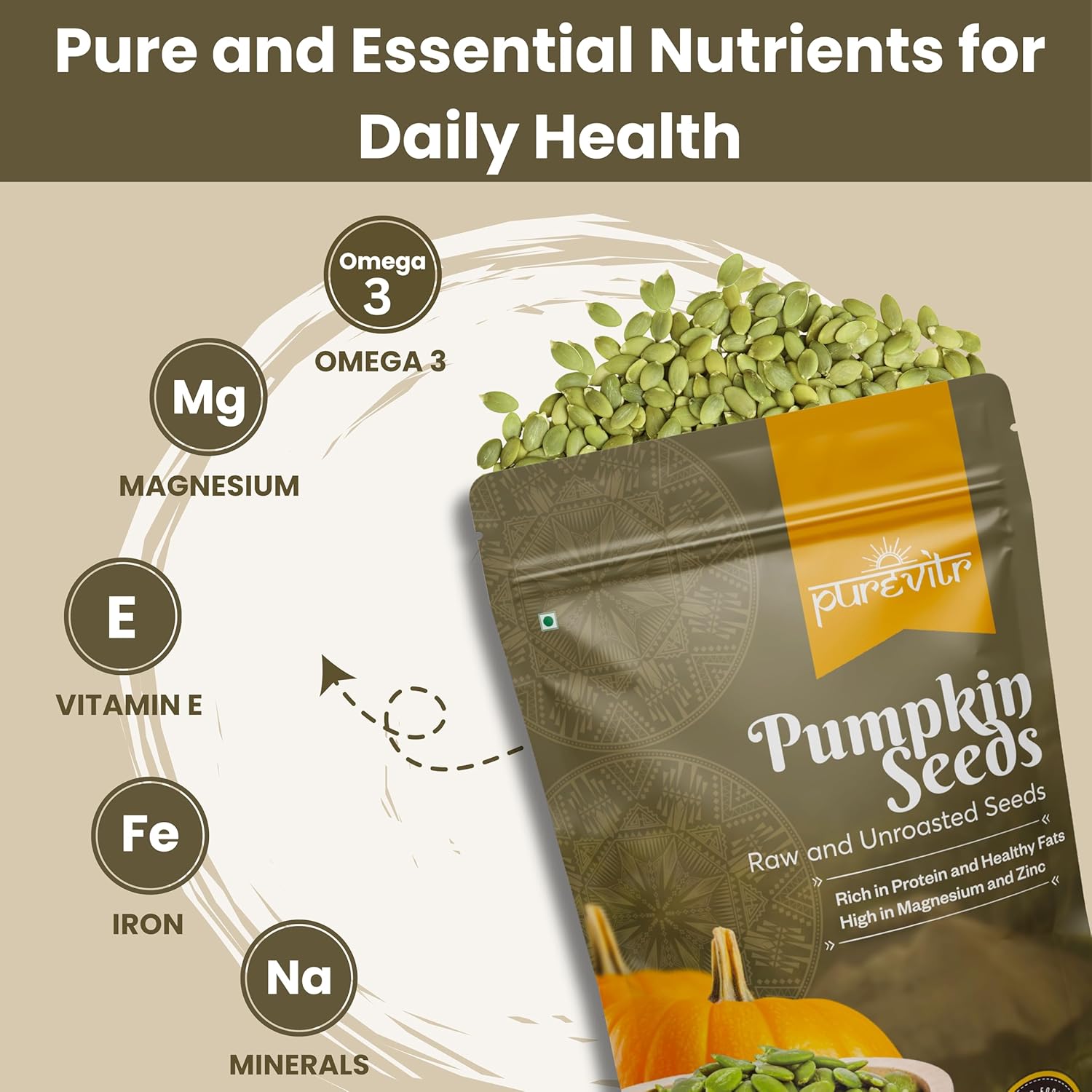Purevitr Premium Pumpkin Seeds | 200g | Raw AAA Grade Seeds for Eating | Protein Rich Superfood | Immunity Booster, High in Fiber & Antioxidants | Healthy Snacks | No Preservatives (Pack of 1)
