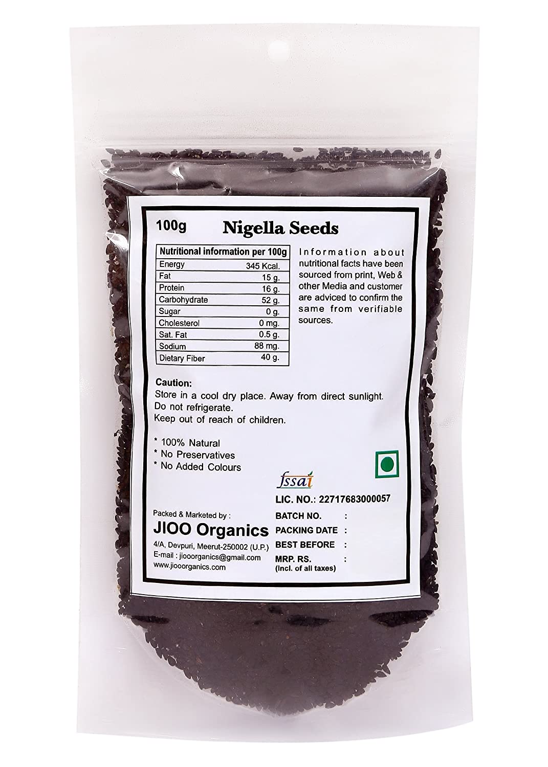Jioo Organics Nigella Seeds (Kalonji) - 100 gms