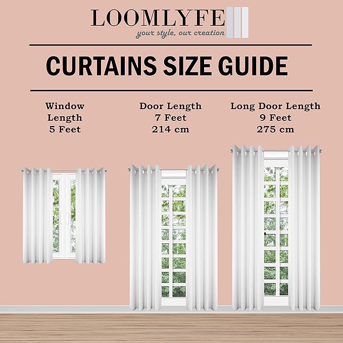 Loomlyfe Damas Heavy Soft Thick Premium Designer Room Darkening Blackout Window Curtain | 5 Feet | 2 Pieces