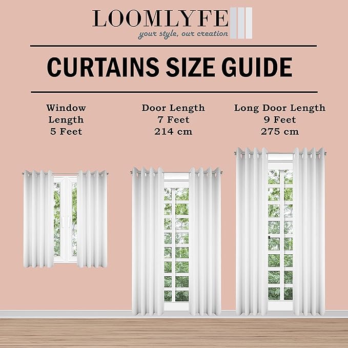 Loomlyfe Solid Thermal Insulated Grommet Blackout Curtains for Window | 5 Feet | Set of 2 | Grey