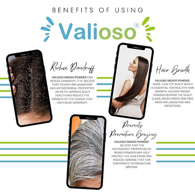 Valioso Pure Indigo Powder For Natural Hair Color - 100 gms