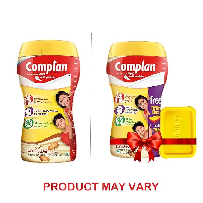 Complan Nutrition Drink Powder for Children Kesar Badam Flavour - 500 gms Jar