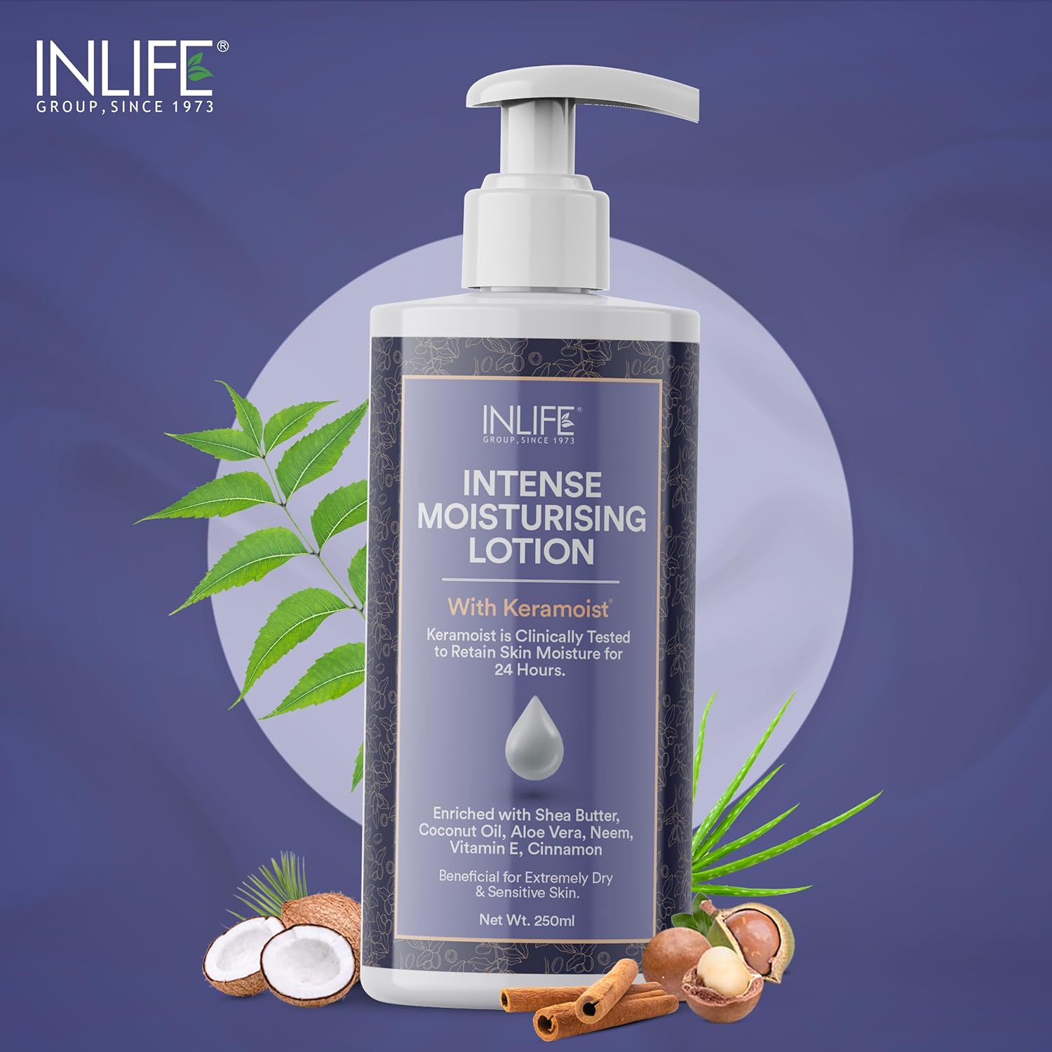 INLIFE Intense Moisturizing Lotion for Dry Skin | Shea Butter Body Lotion | Face, Body | Ultra Hydrating Moisturizer | Bottle with Pump - 250ml