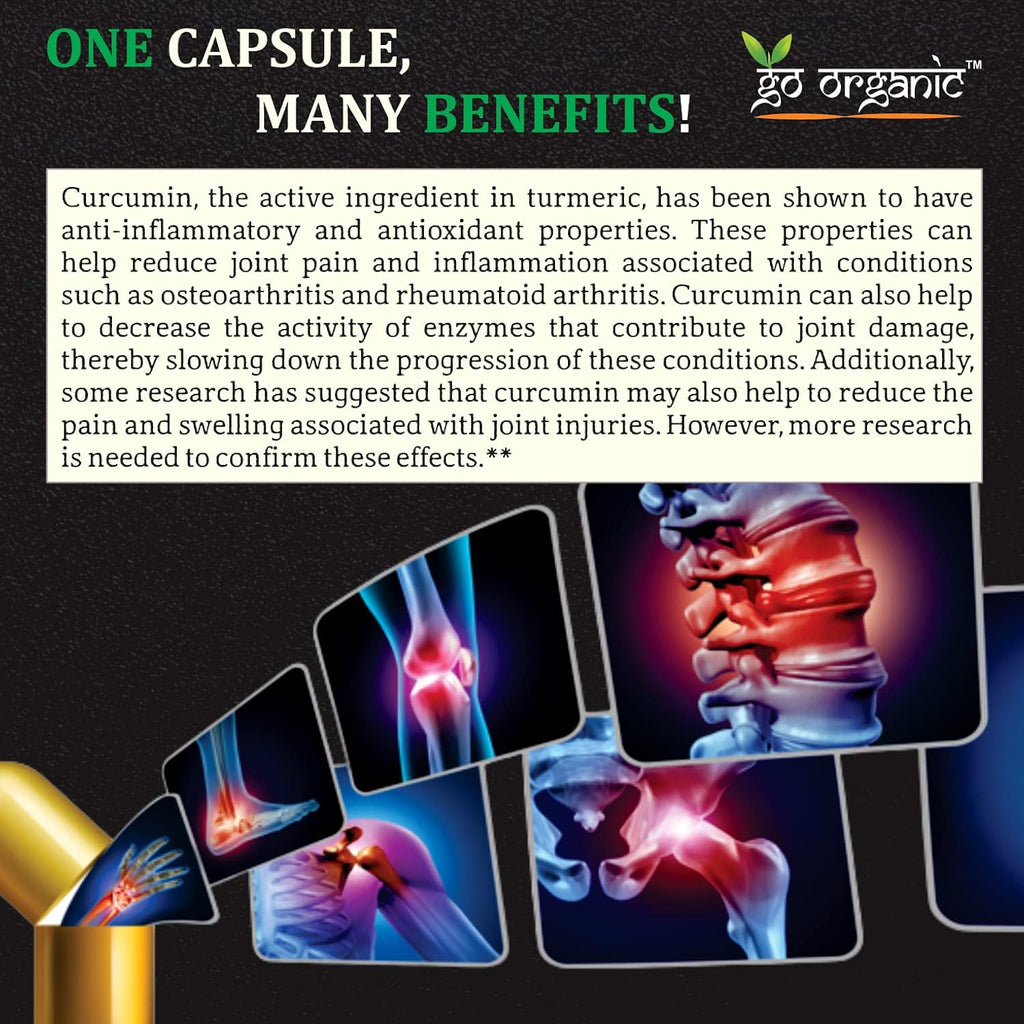 Go Organic Turmeric Curcumin 90 Veg Caps | Plant-Based Joint Support Supplement with BioPerine & Ginger | Potent Antioxidants for Healthy Inflammation, Joint Comfort & Lasting Structural Resilience