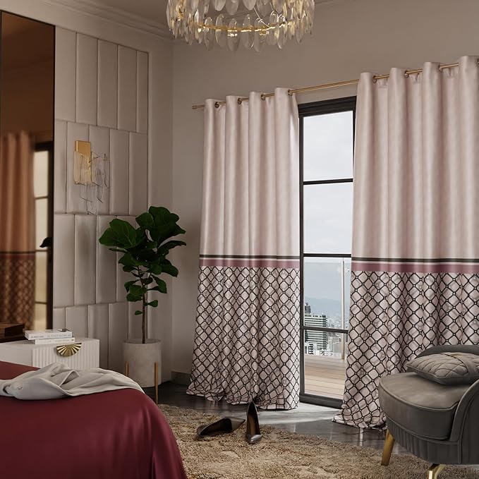 Stoa Paris Curtain for Home Single pc Patterned Curtain for Door Colour Noble Rose