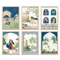 Kotart Framed Wall Painting Traditional Indian Wall Art Madhubani Paintings set of 6 C