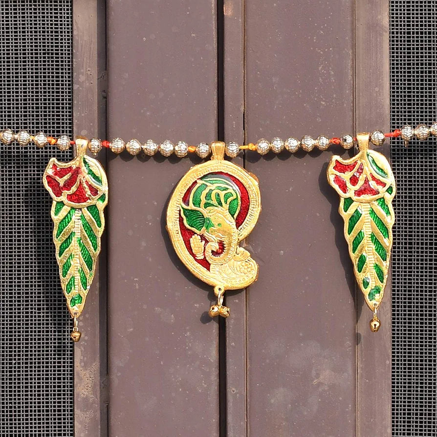 Metal Ethnic Bandarwal Door Toran Wall Hangings Decorative Ganesha Wall Hanging