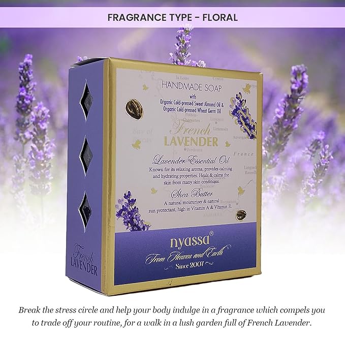 Nyassa Luxurious French Lavender Handmade Natural Bathing Soap - 150 Gms