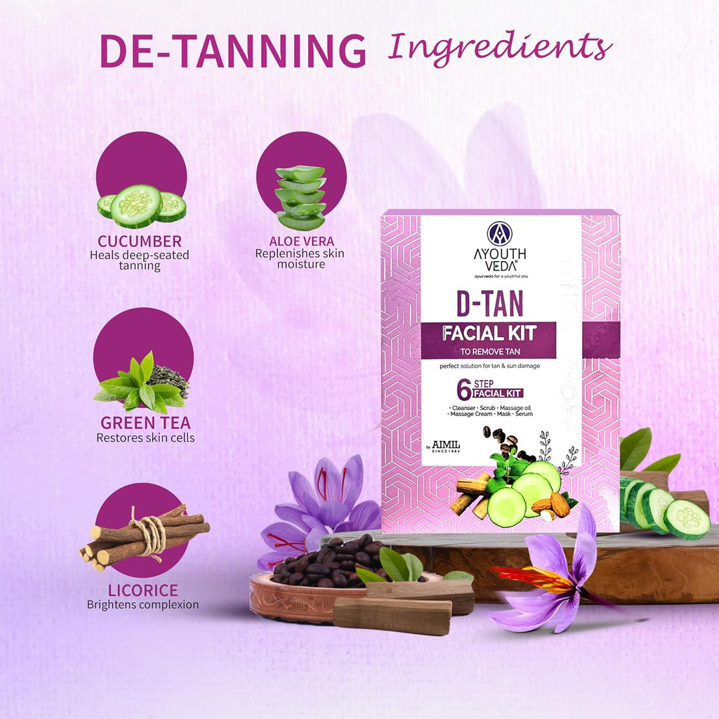 Ayouthveda D-Tan Facial Kit | Tan Removal | TAN Removal & Skin lightening Facial kit -40g