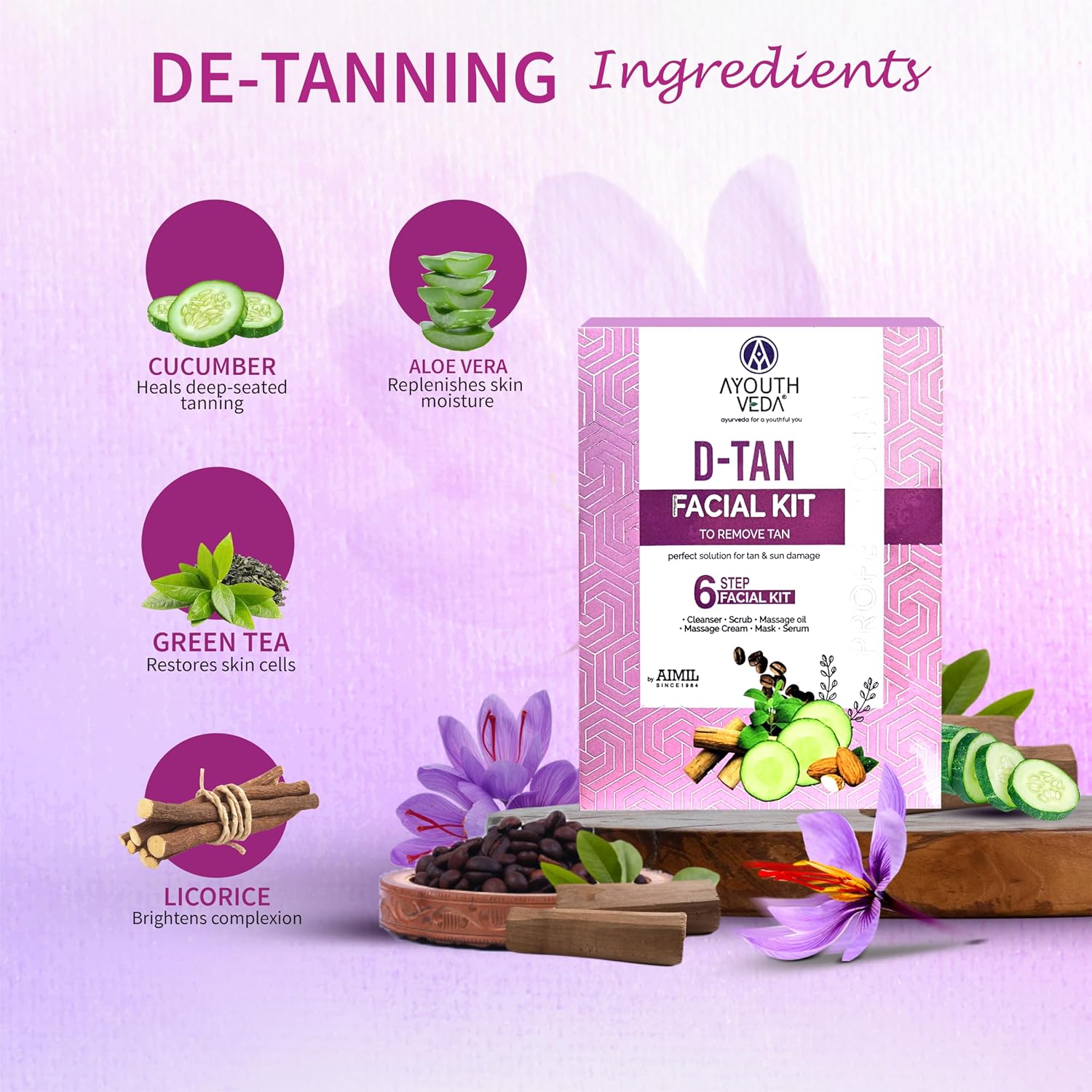 Ayouthveda D-Tan Facial Kit | Tan Removal | TAN Removal & Skin lightening Facial kit -40g