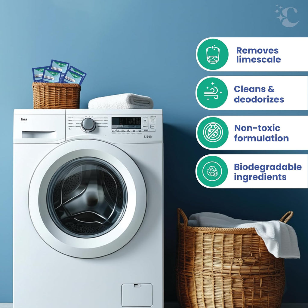 Cleevo Washing Machine Cleaner & Descaler Powder â€“ Pack of 3 | Removes Limescale, Odour & Residue | Non-Toxic, Phosphate-Free | Front & Top Load Safe