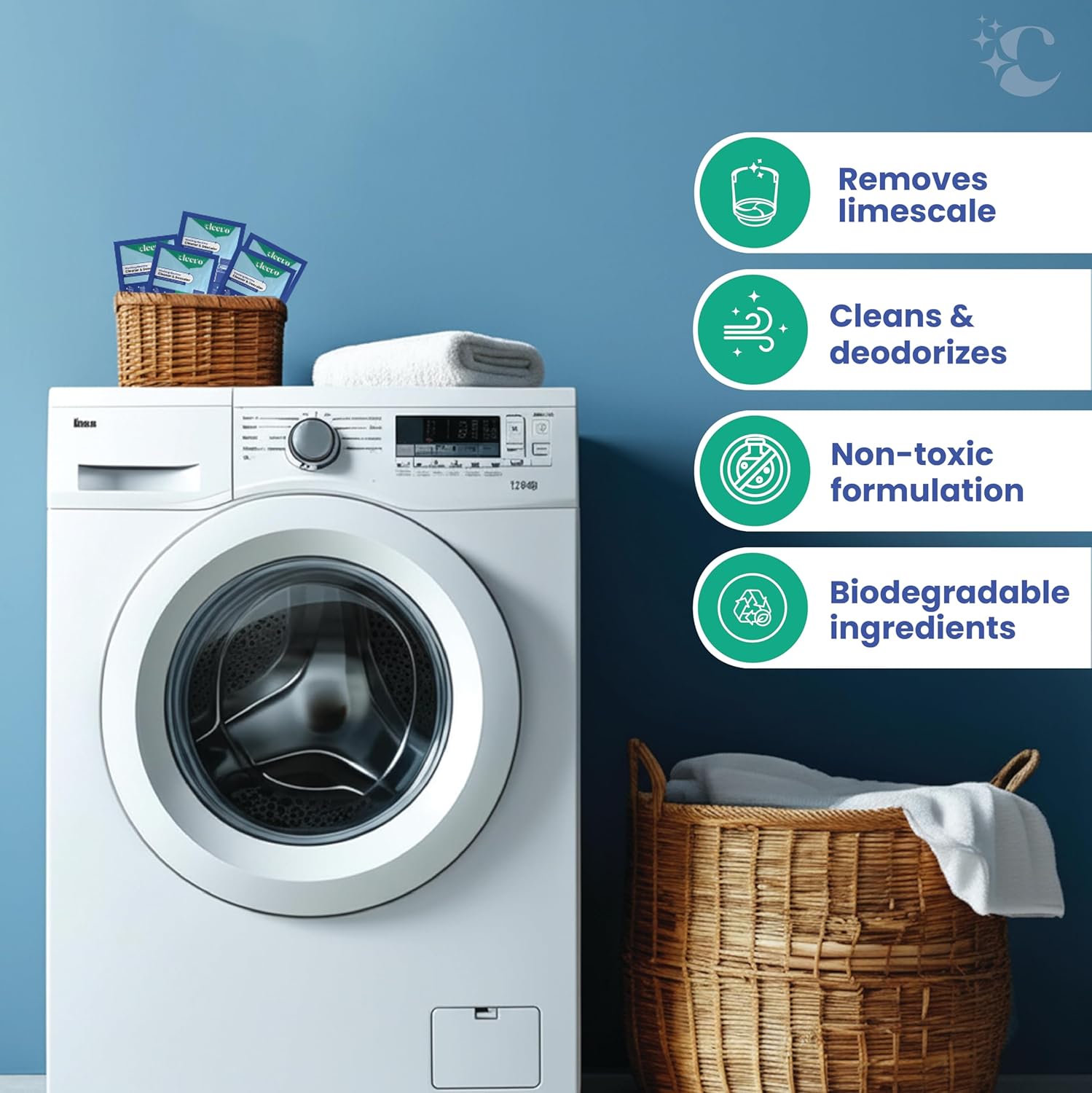 Cleevo Washing Machine Cleaner & Descaler Powder â€“ Pack of 3 | Removes Limescale, Odour & Residue | Non-Toxic, Phosphate-Free | Front & Top Load Safe