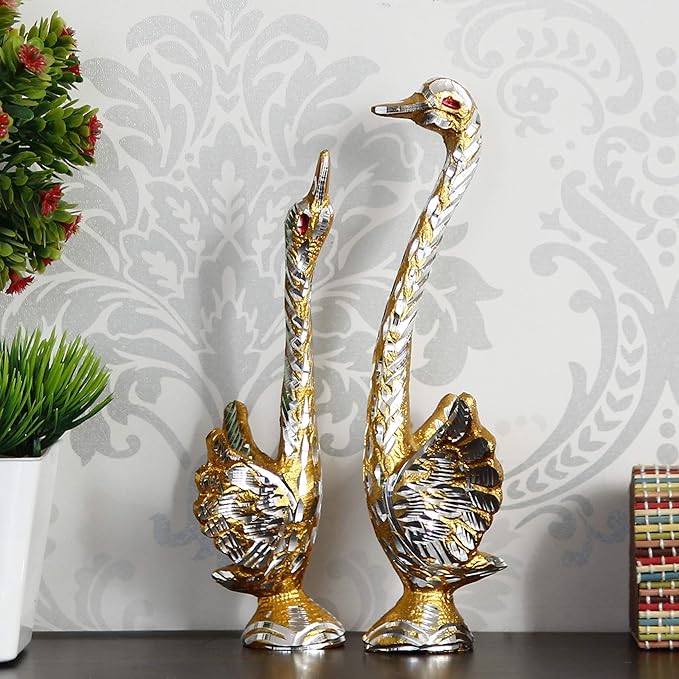 Ecraftindia Dancing Swan Couple Statues Decorative Bird Figurines Showpieces