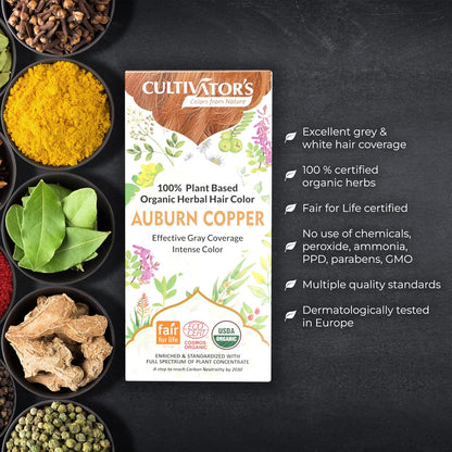 Cultivator's Auburn Copper Organic Herbal Hair Colour - 100 gms