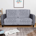 Kuber Industries Set of 4 Net Durable 2 Seater Sofa Covers for Living Room Self Net Hawaii Grey