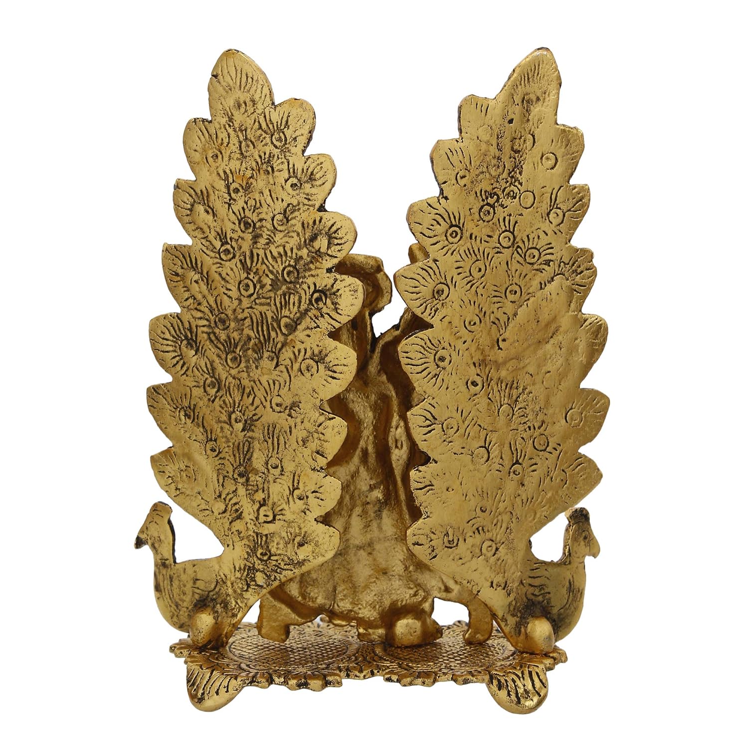 Ecraftindia Decorative Golden Metal Radha Krishna Idol With Diya Decorative Showpiece