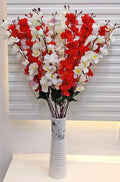 Artificial Flowers Bunch For Decoration Cherry Blossom Ideal for vase Without Vase White Red