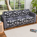 Kuber Industries Set of 6 Durable 3 Seater Sofa Covers for Living Room Lotus Print Grey
