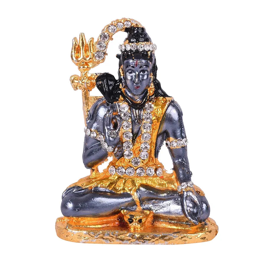 Collectible India Gold Plated Lord Shiva Statue Car Dashboard Shiva Idol Showpiece