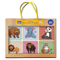 Mini Leaves 2 Piece Puzzle for Kids | Safari Animals Jigsaw Puzzle | Set of 6 Wooden Puzzles for Kids | Educational Toys for Kids